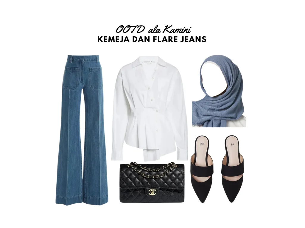 OOTD Hijab Casual - Kemeja dan Flare Jeans_