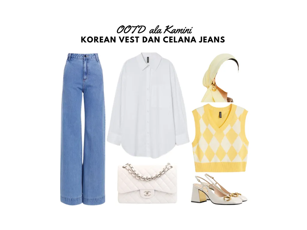 OOTD Hijab Casual - Korean Vest dan Celana Jeans_