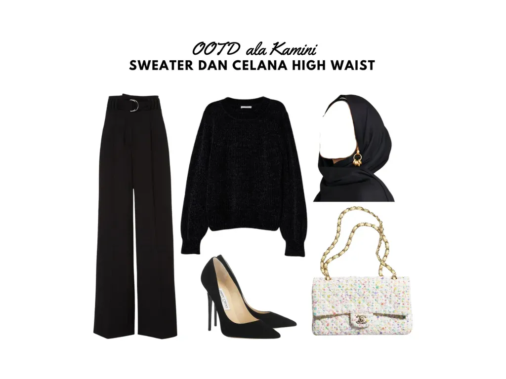 OOTD Hijab Casual - Sweater dan Celana High Waist_