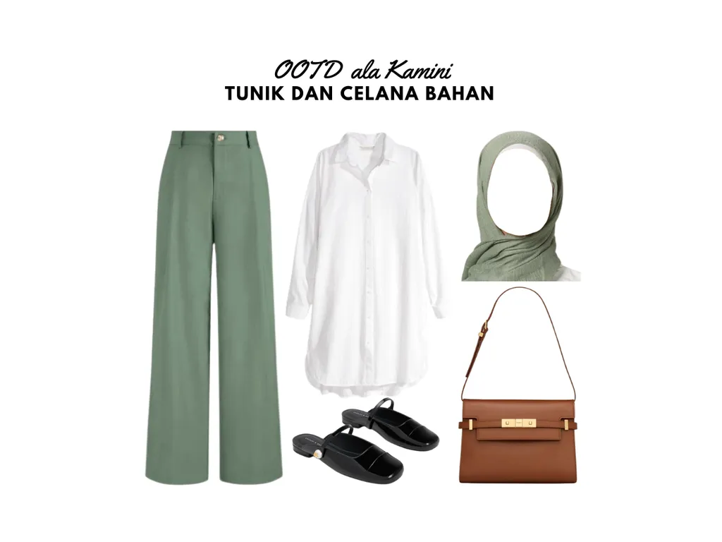 OOTD Hijab Casual - Tunik dan Celana Bahan_