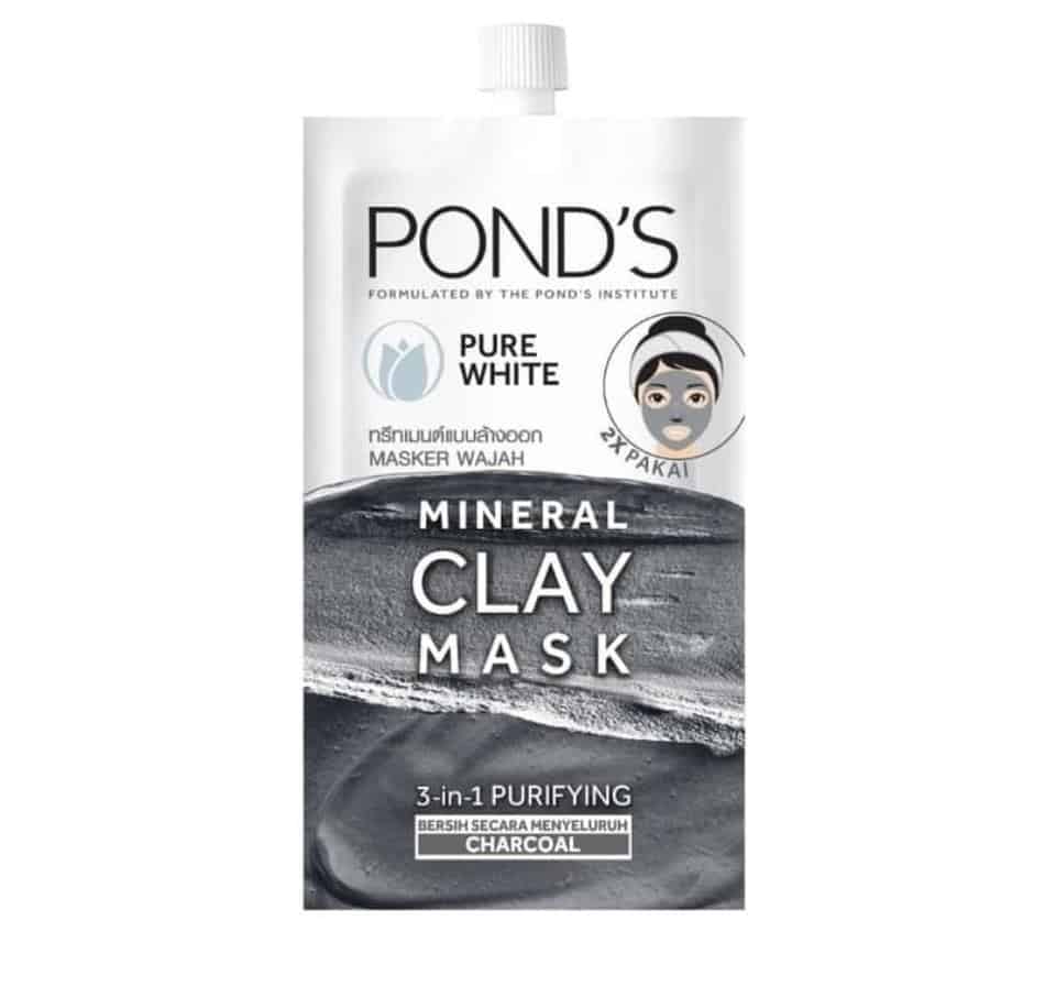 produk ponds untuk kulit berminyak_Pure White Mineral Clay Mask 3 in 1 Purifying Charcoal (Copy)