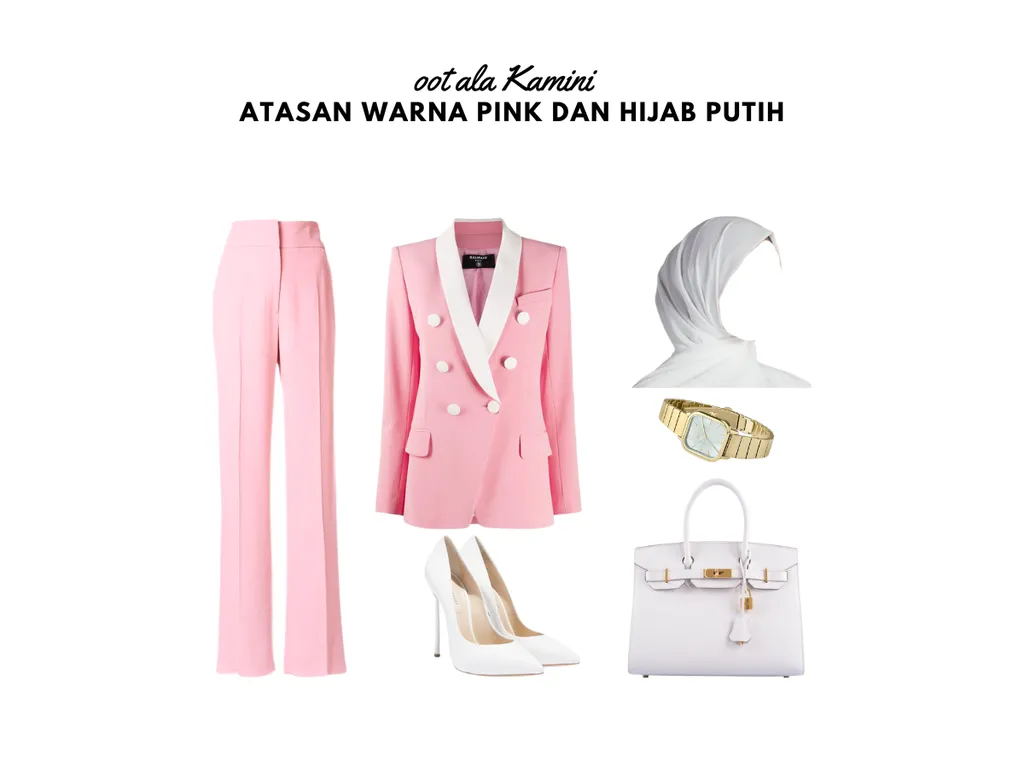 atasan pink hijab putih