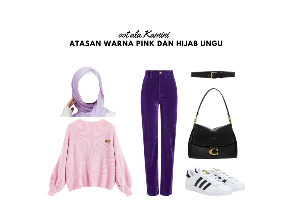 Atasan Warna Pink dan Hijab Ungu_