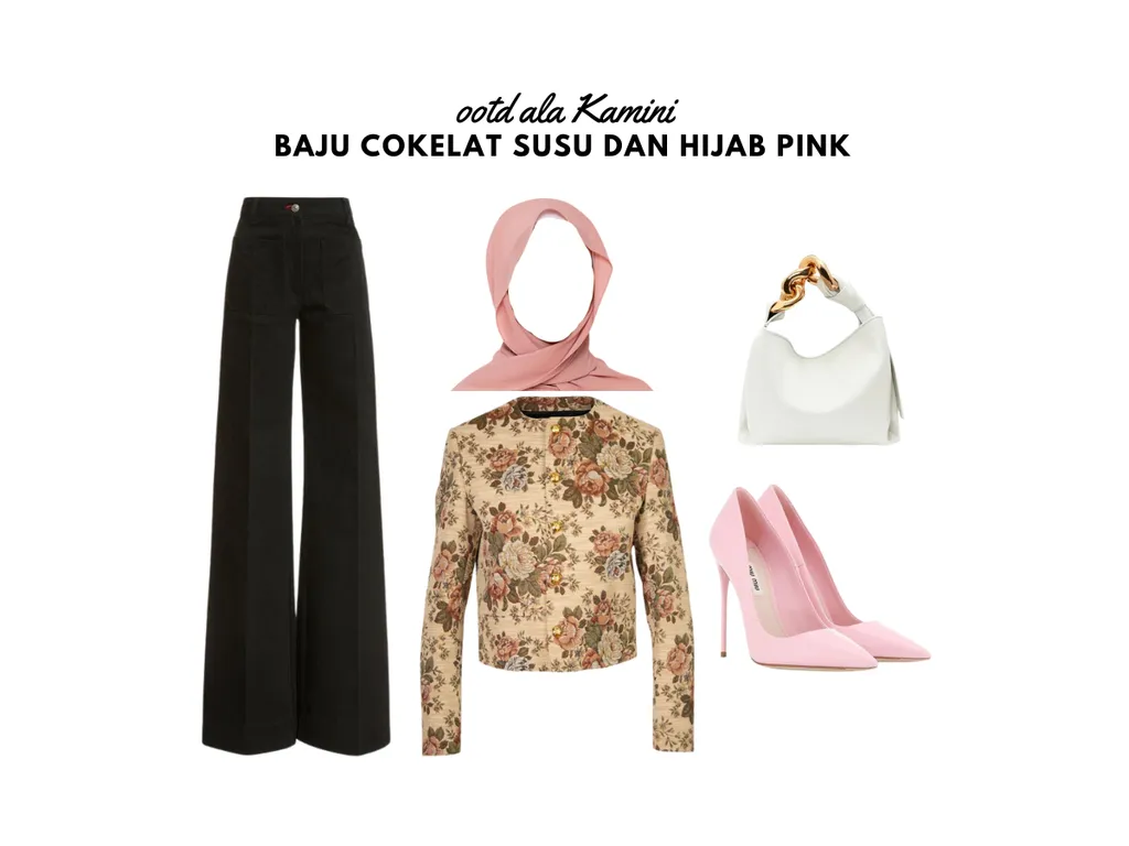Baju Cokelat Susu dan Hijab Pink_
