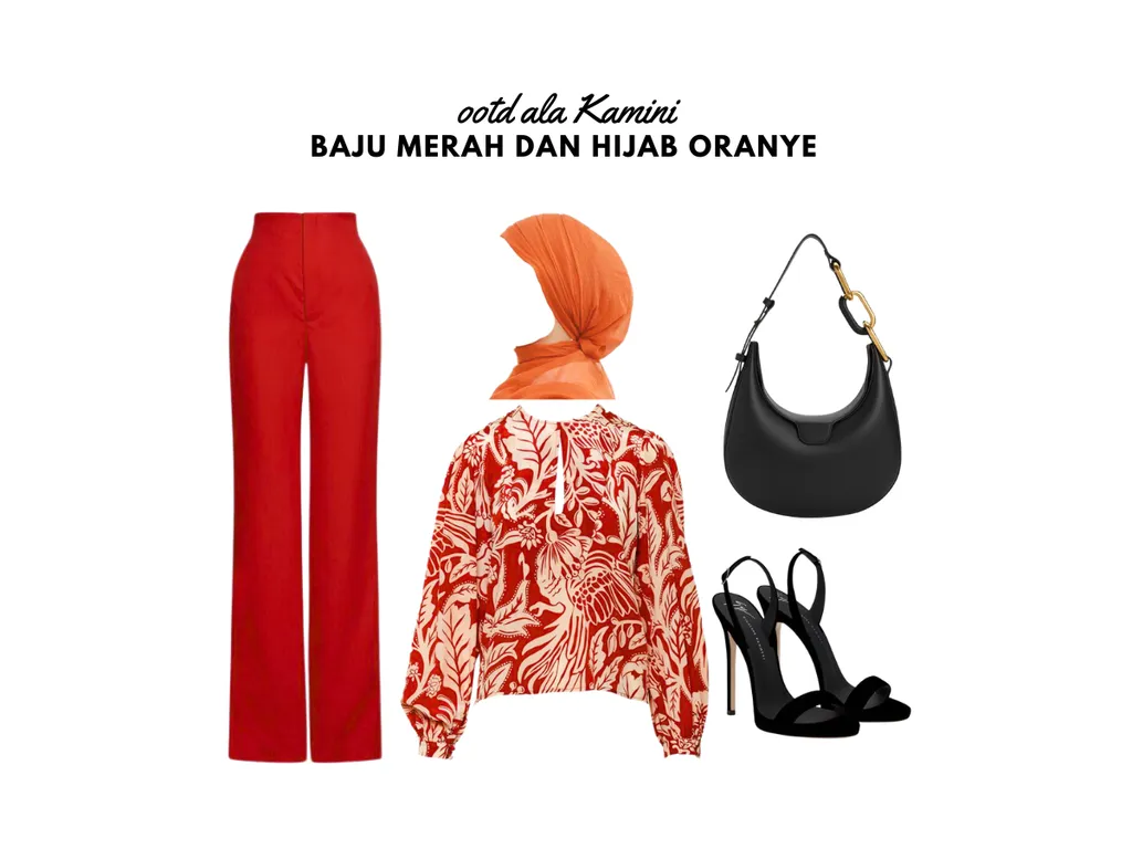 Baju Merah dan Hijab Oranye_