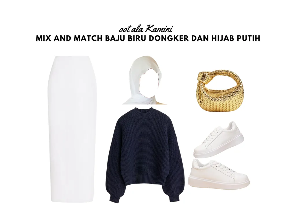 Mix and Match Baju Biru dan Hijab Putih_