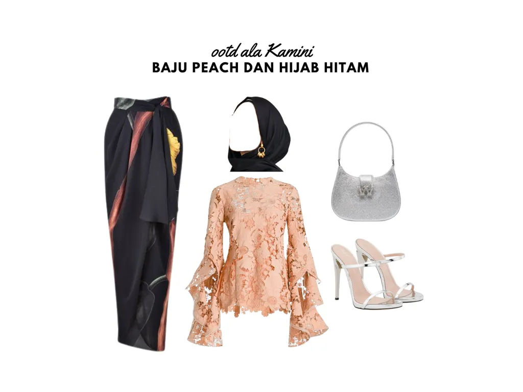 Baju Peach dan Hijab Hitam_