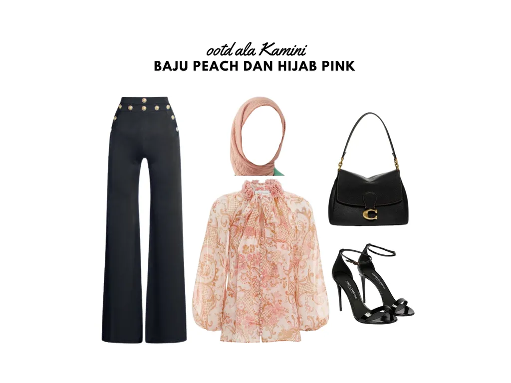 Baju Peach dan Hijab Pink_