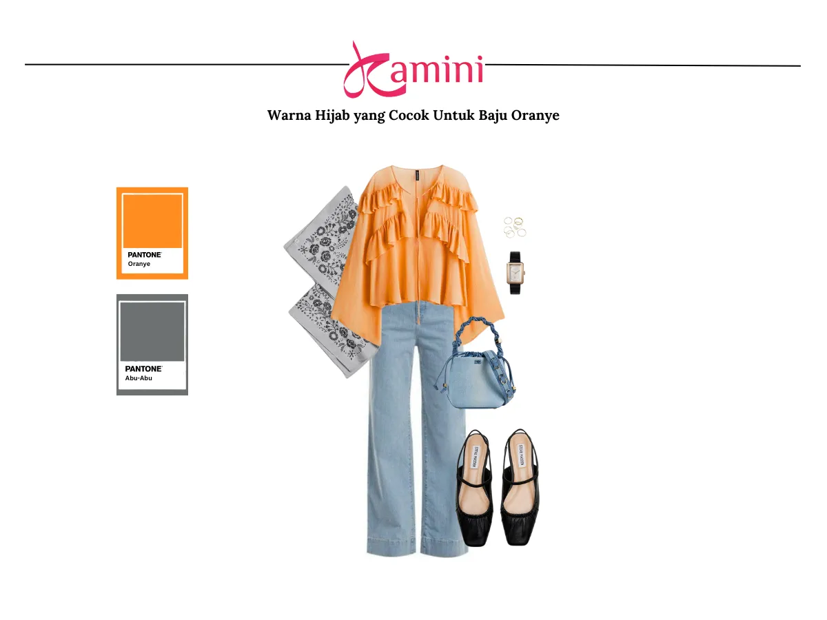 Hijab Abu-Abu dan Baju Oranye_