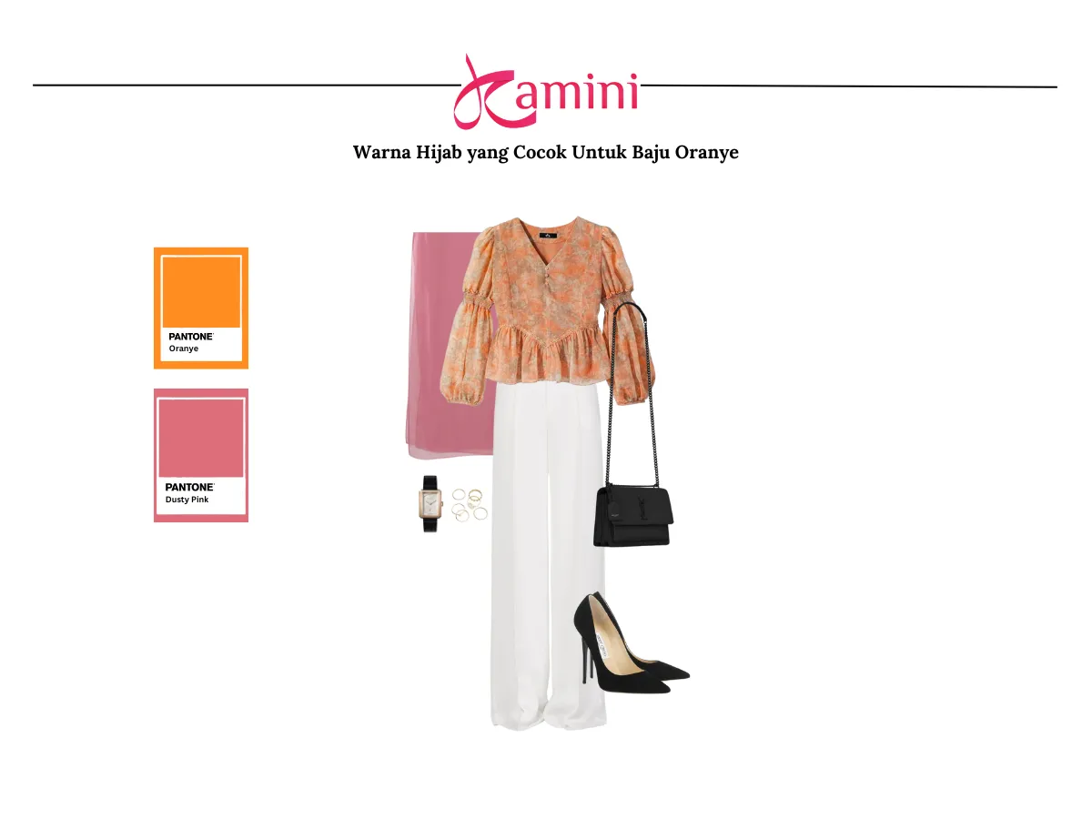 Hijab Dusty Pink dan Baju Oranye_