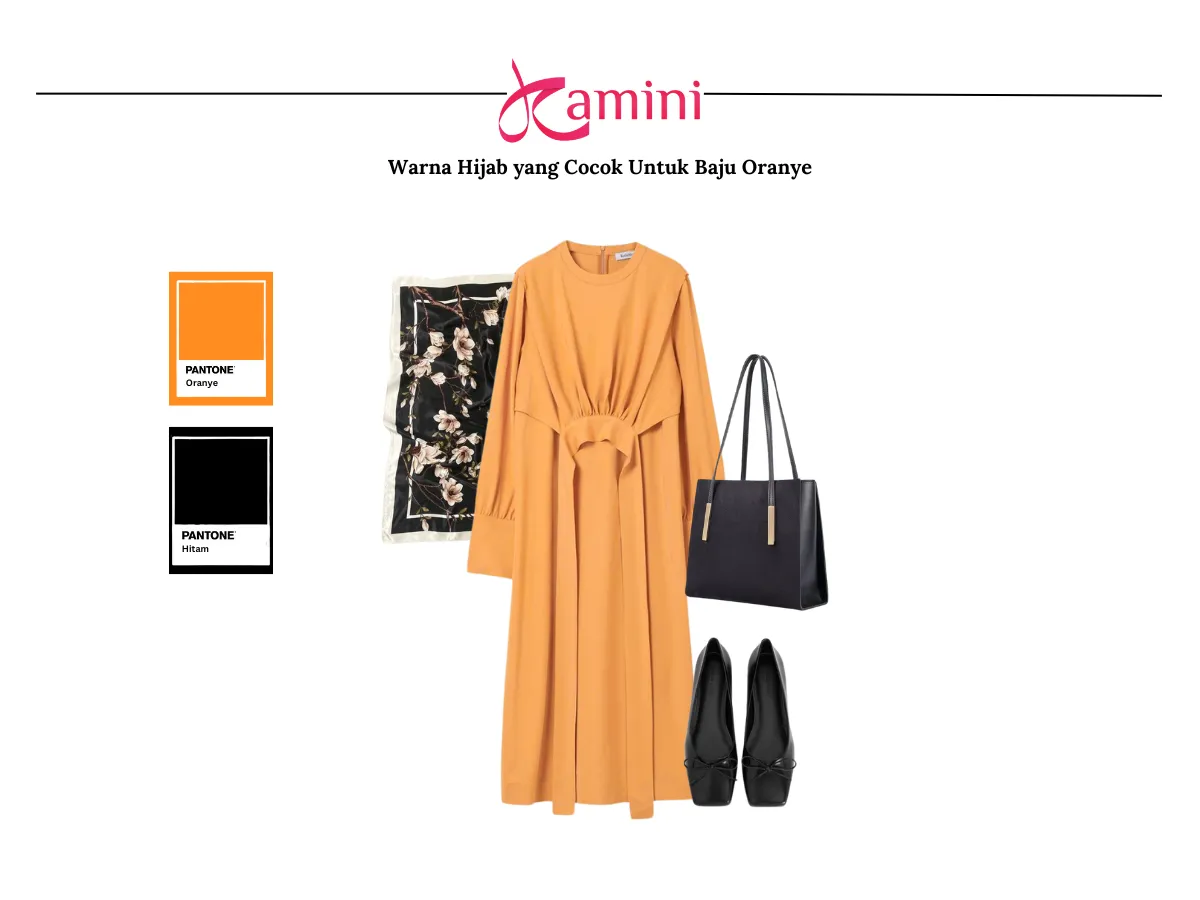 Hijab Hitam dan Baju Oranye_