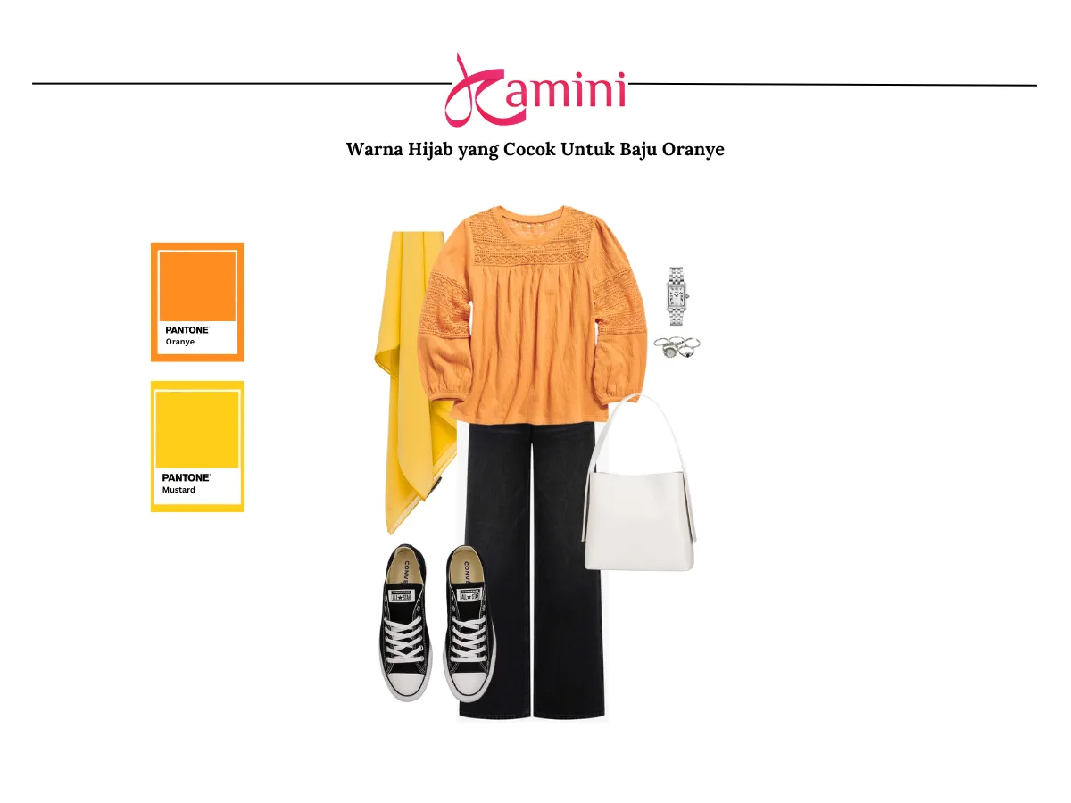 Hijab Mustard dan Baju Oranye_