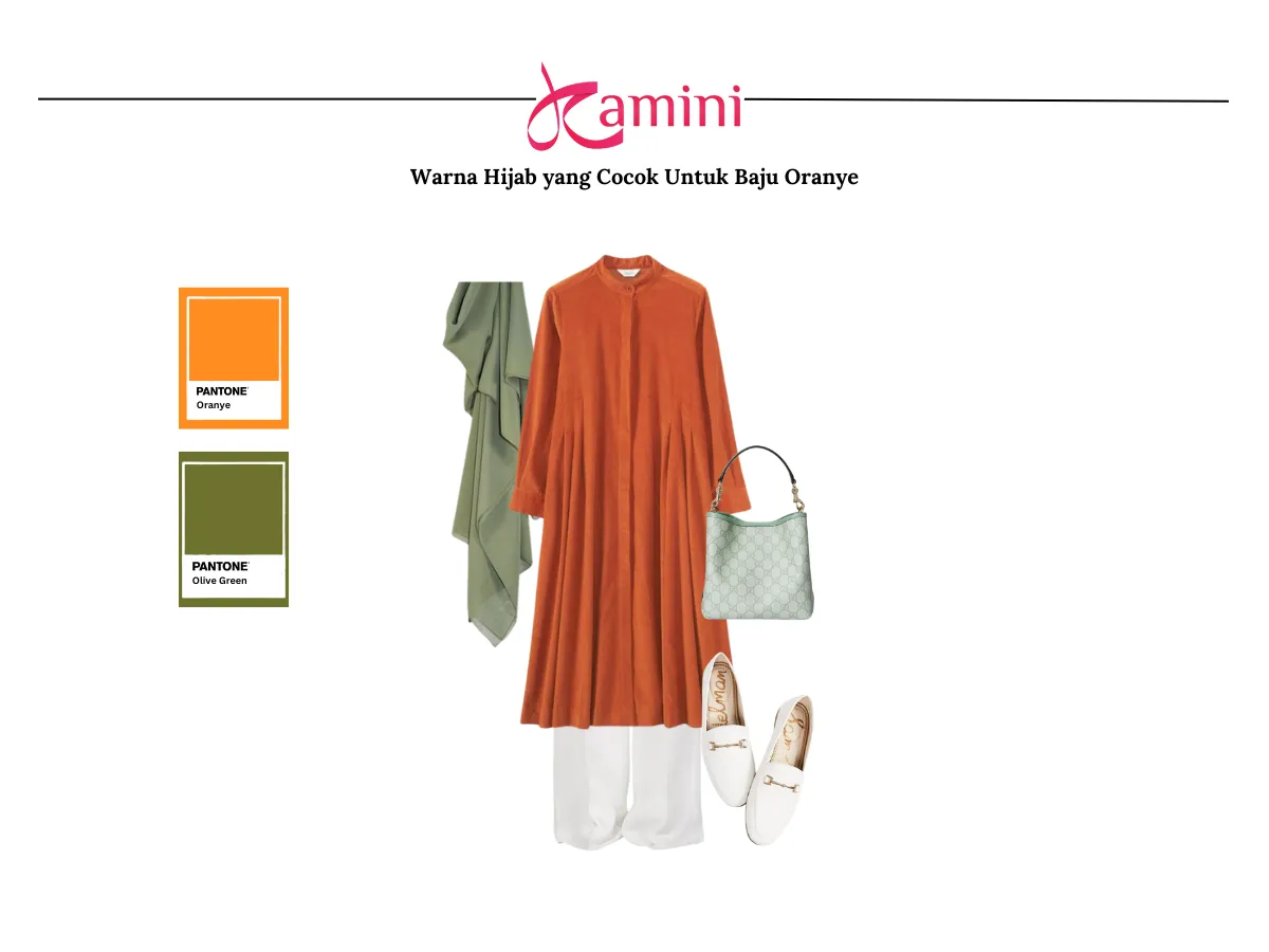 Hijab Olive Green dan Baju Oranye_