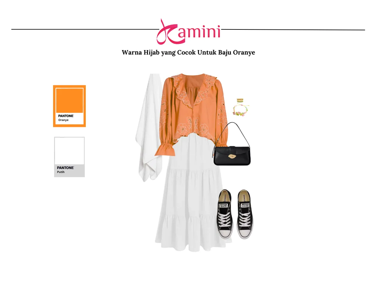 Hijab Putih dan Baju Oranye_