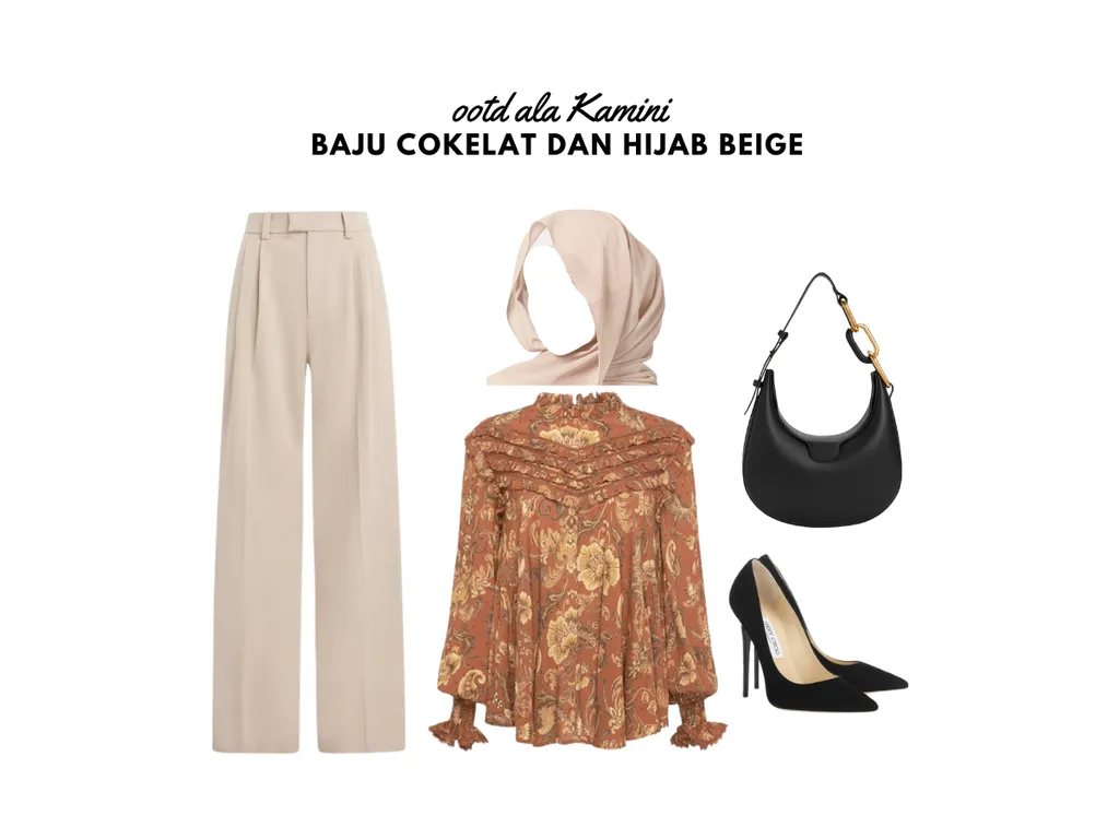 Baju Cokelat dan Hijab Beige_