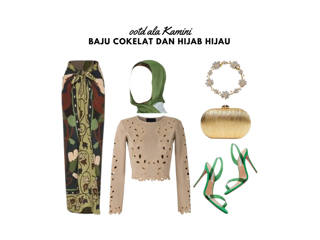 Baju Cokelat dan Hijab Hijau_