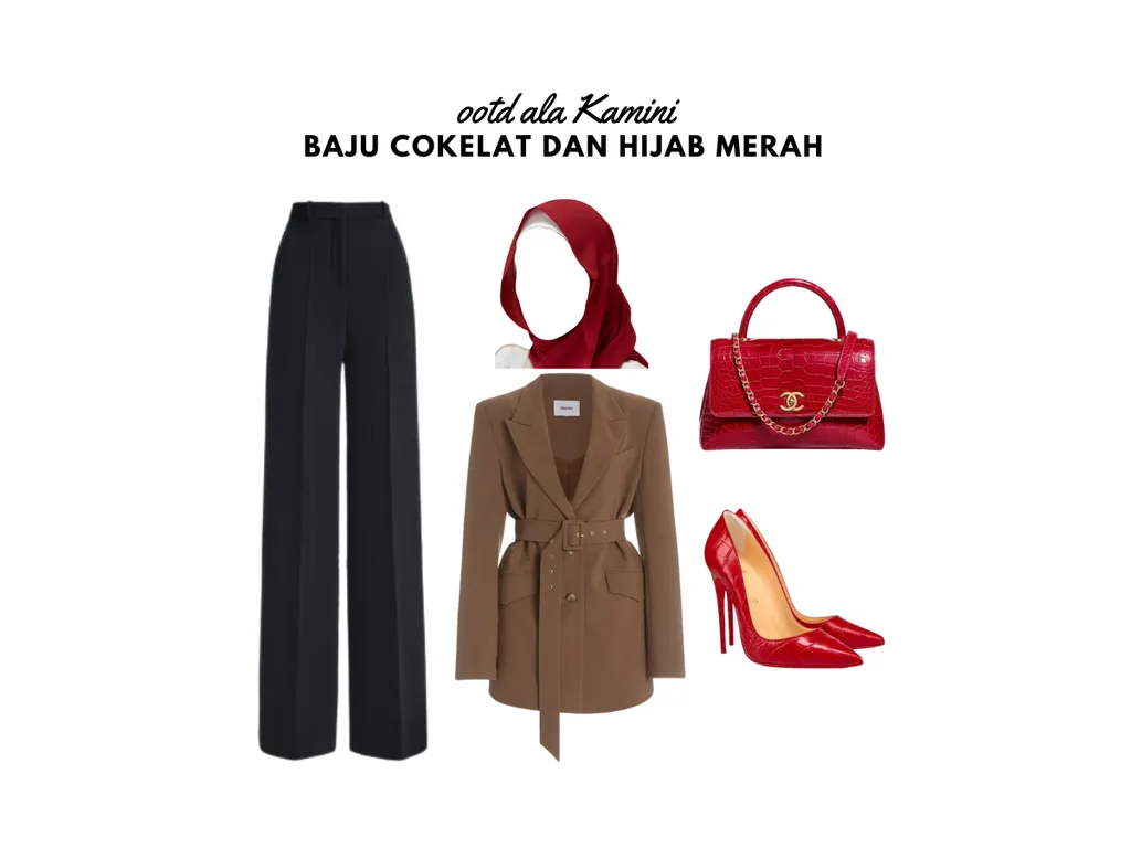 Baju Cokelat dan Hijab Merah_