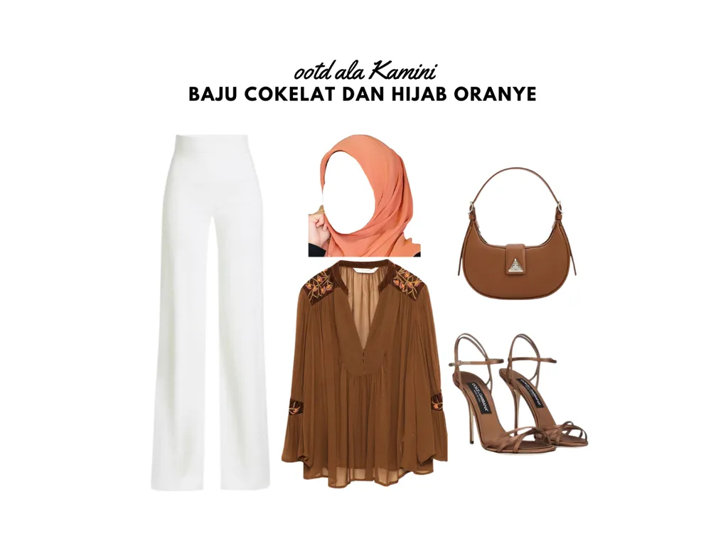 Baju Cokelat dan Hijab Oranye_