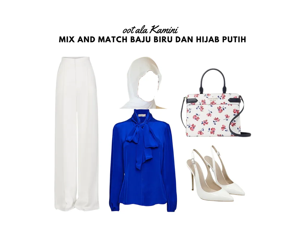Mix and Match Baju Biru dan Hijab Putih_