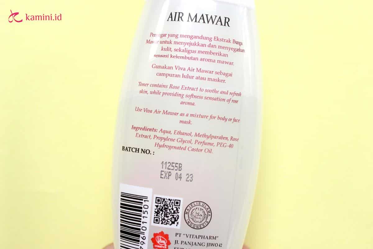 Review Air Mawar Viva ingredients