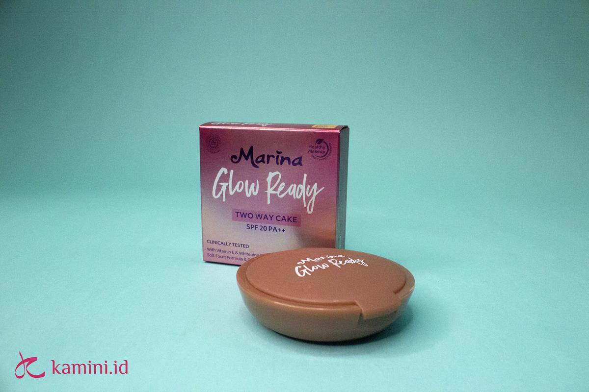 Review Marina Glow Ready Two Way Cake untuk Wajah Berkilau 1