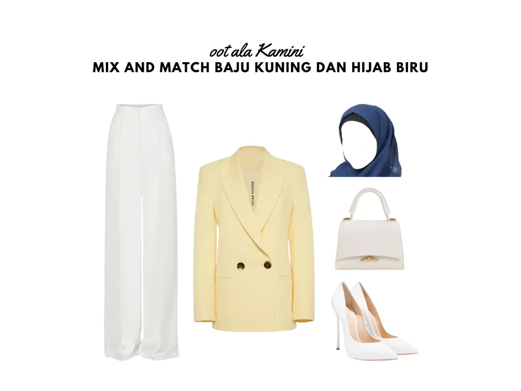 Mix and Match Baju Kuning dan Kerudung Biru_