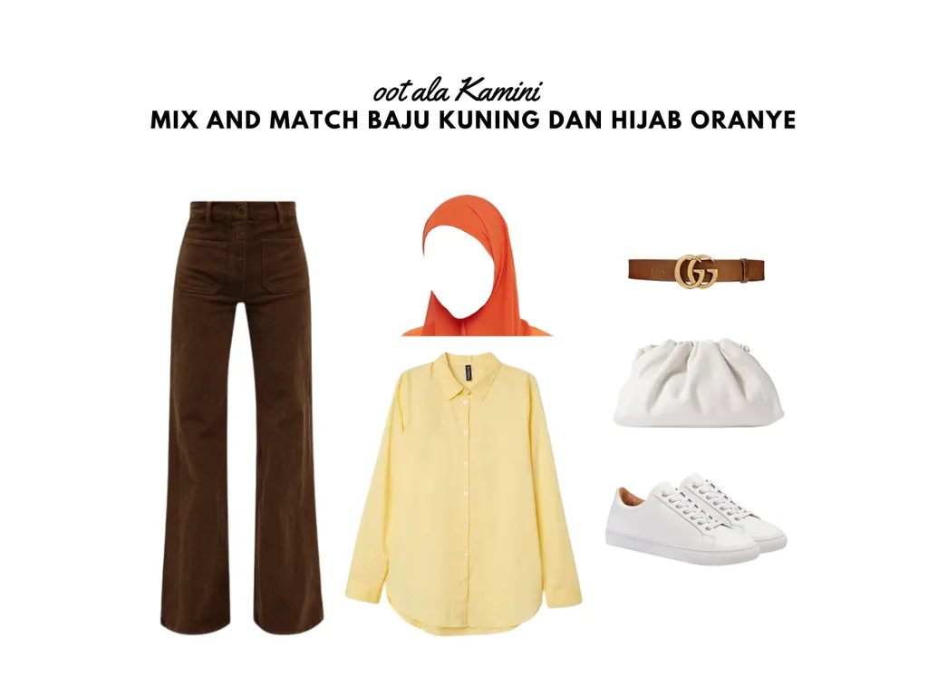 Mix and Match Baju Kuning dan Kerudung Oranye_