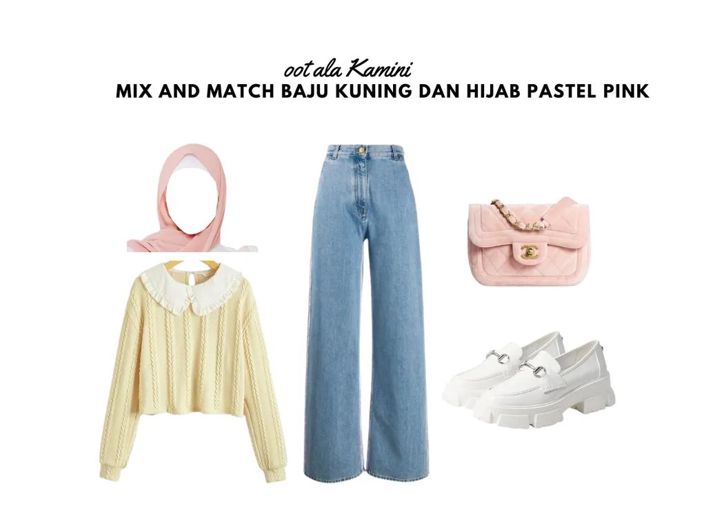 Mix and Match Baju Kuning dan Kerudung Pastel Pink_