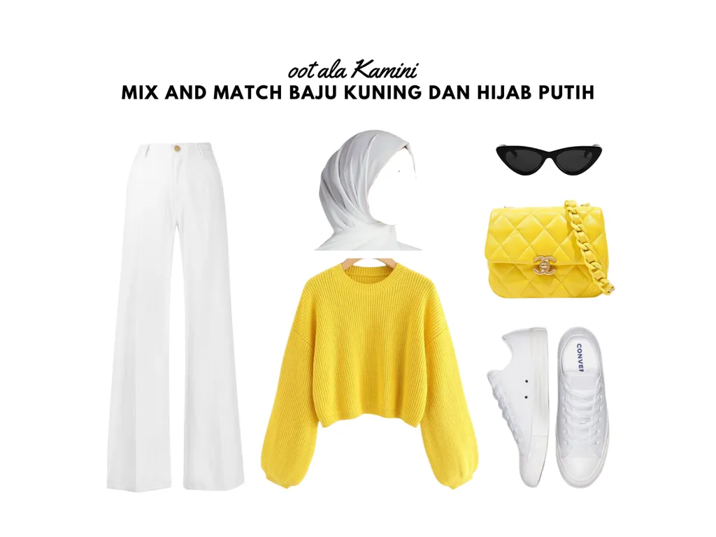 Mix and Match Baju Kuning dan Kerudung Putih_