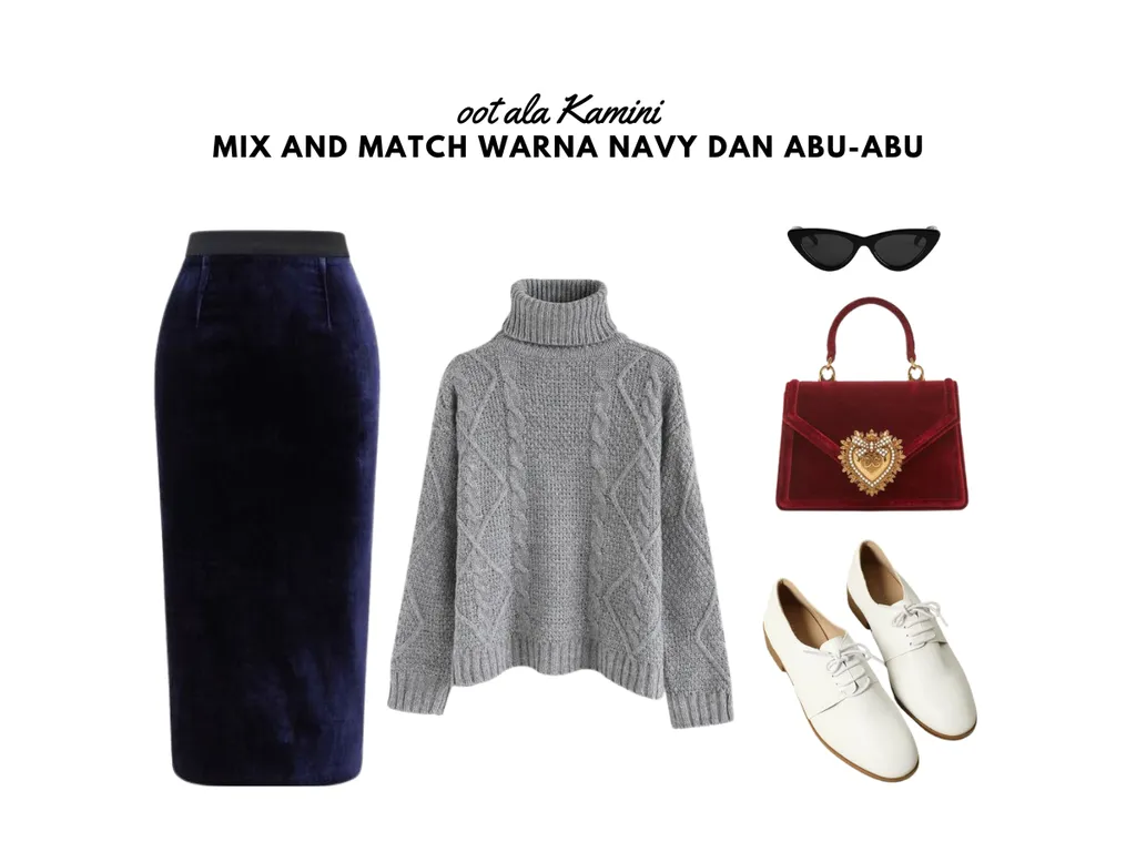 Mix and Match Warna Navy dan Abu-Abu_
