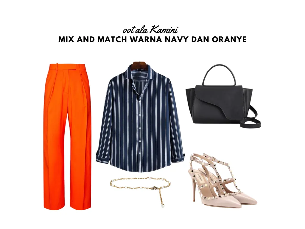 Mix and Match Warna Navy dan Oranye_