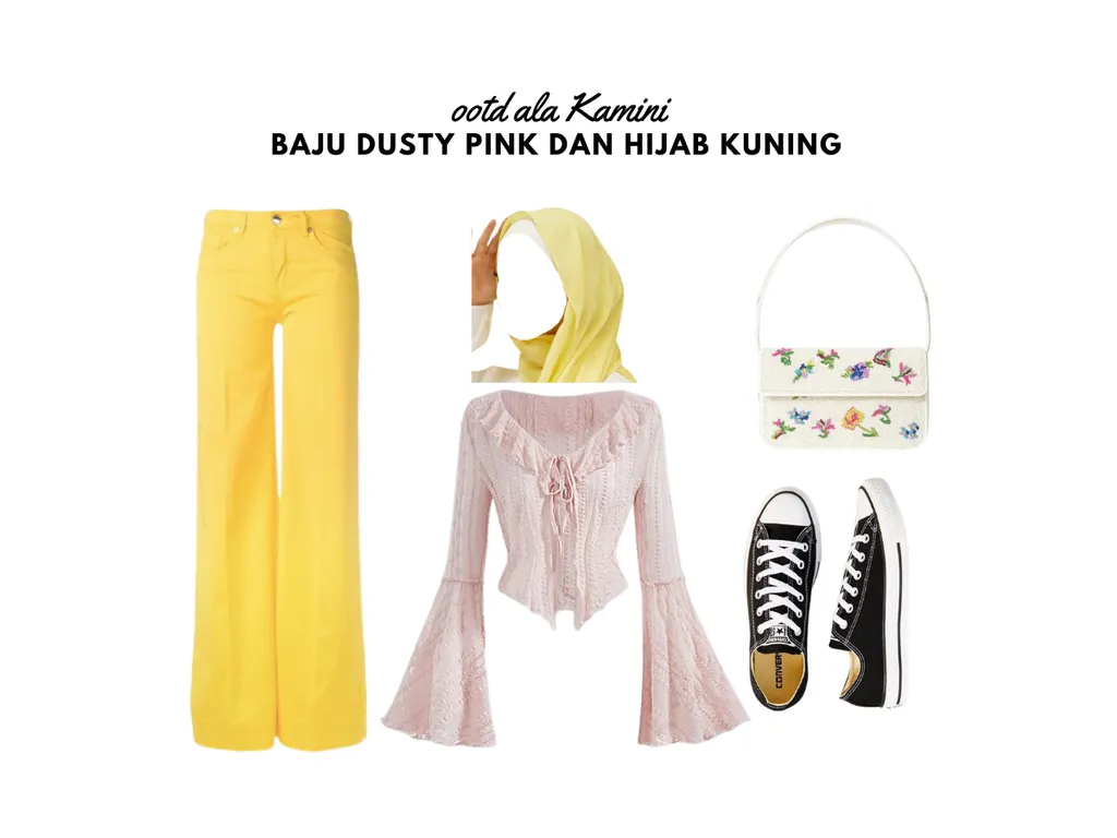 Baju Dusty Pink dan Hijab Kuning_