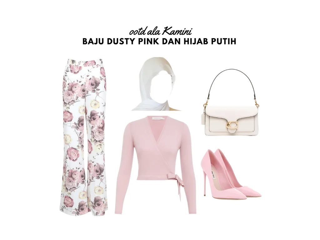Baju Dusty Pink dan Hijab Putih_