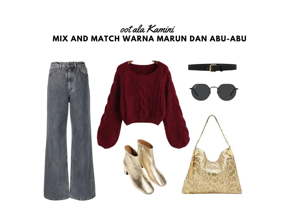 Mix and Match Warna Marun dan Abu-Abu_
