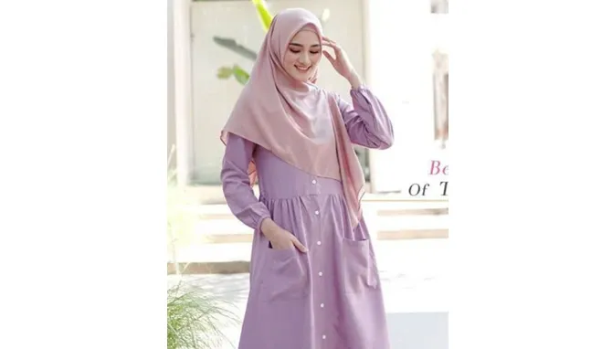 warna hijab untuk baju ungu muda_Ungu Muda dengan Hijab Dusty Pink_