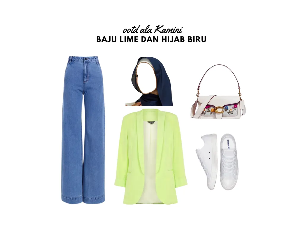 Baju Lime dan Hijab Biru_