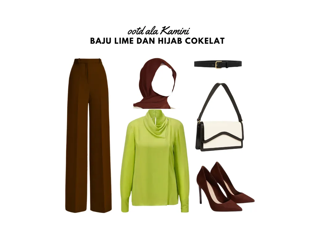 Baju Lime dan Hijab Cokelat_