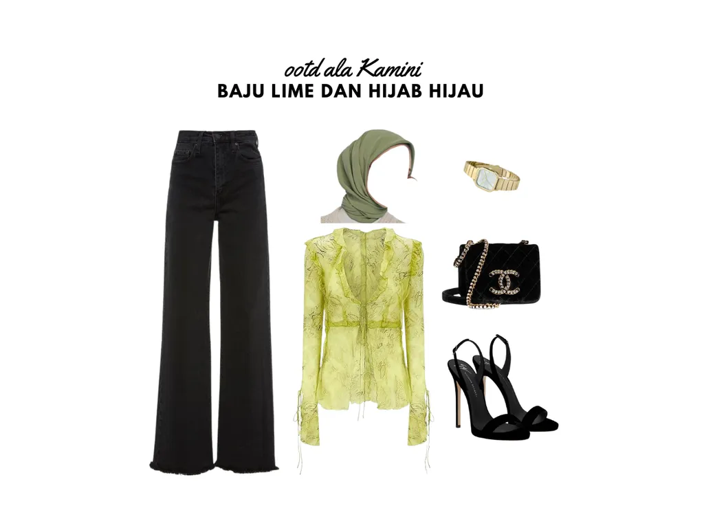Baju Lime dan Hijab Hijau_