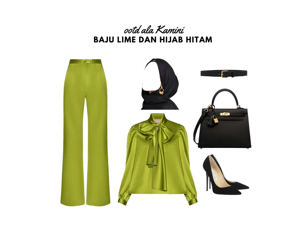 Baju Lime dan Hijab Hitam_