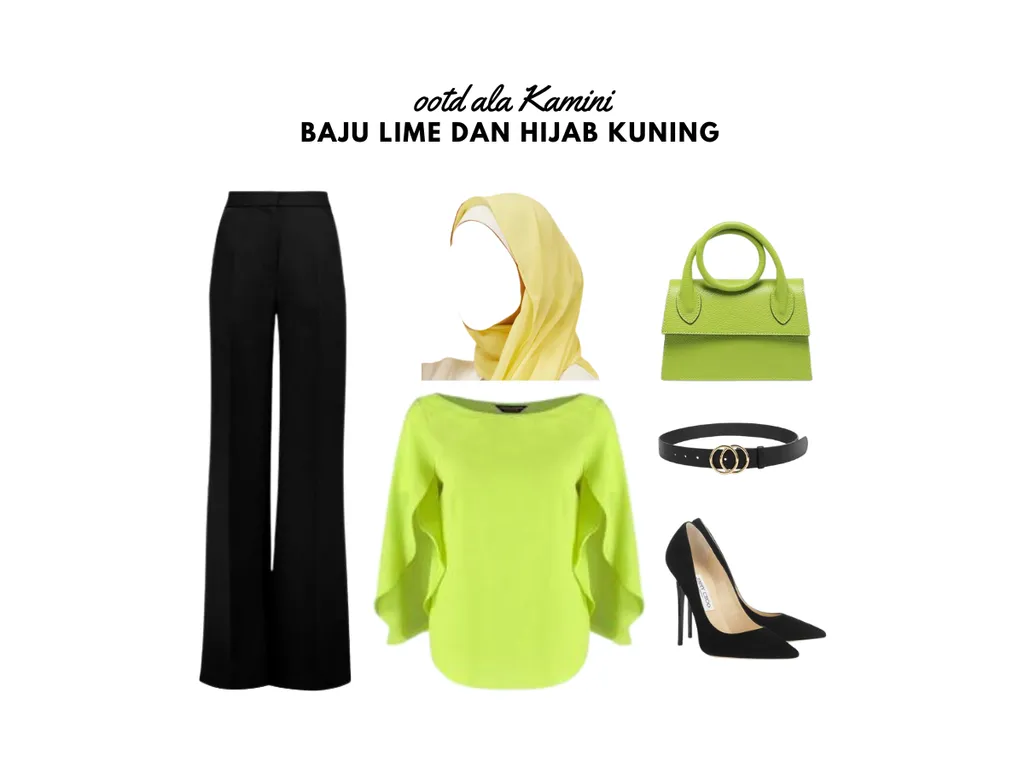 Baju Lime dan Hijab Kuning_