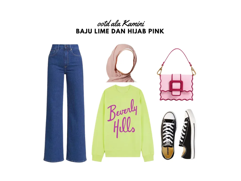 Baju Lime dan Hijab Pink_
