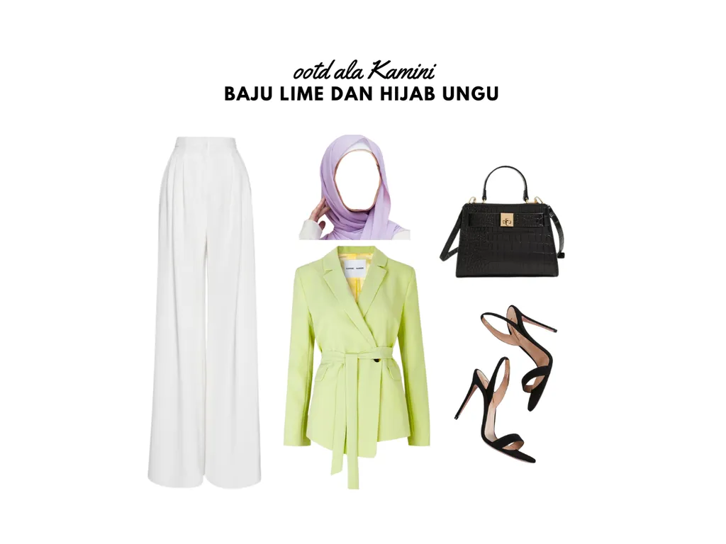 Baju Lime dan Hijab Ungu_