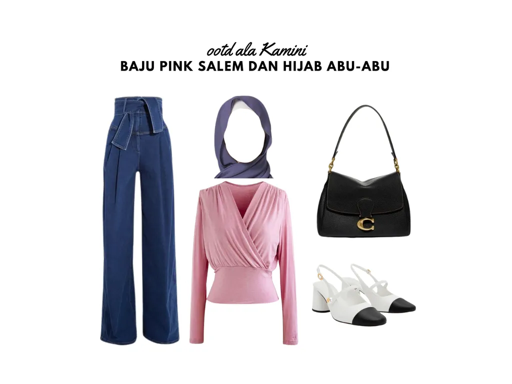 Baju Pink Salem dan Hijab Abu-Abu_