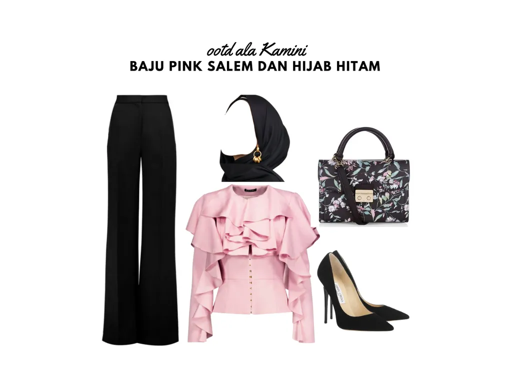 Baju Pink Salem dan Hijab Hitam_