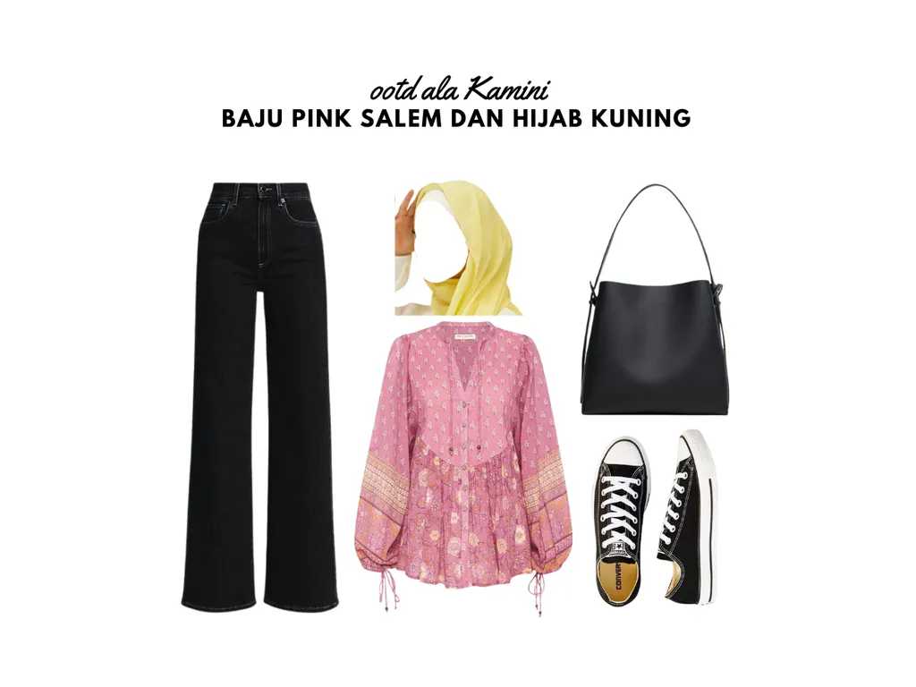Baju Pink Salem dan Hijab Kuning_