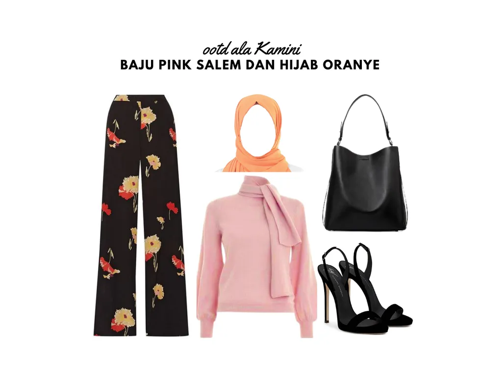 Baju Pink Salem dan Hijab Oranye_