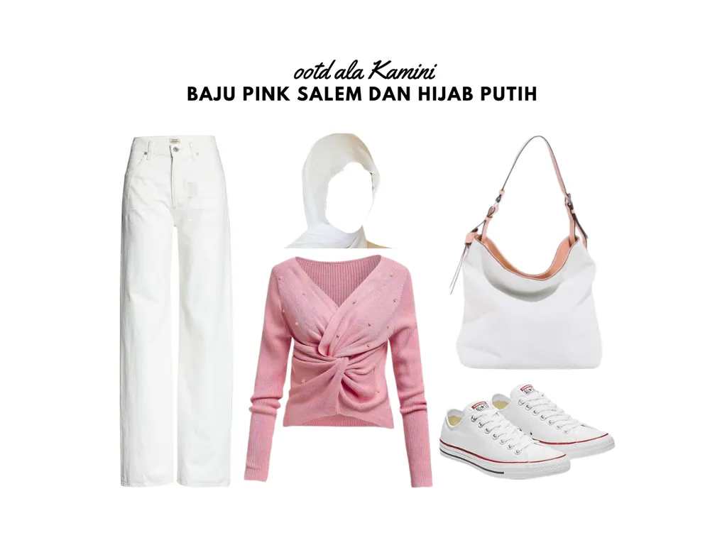 Baju Pink Salem dan Hijab Putih_