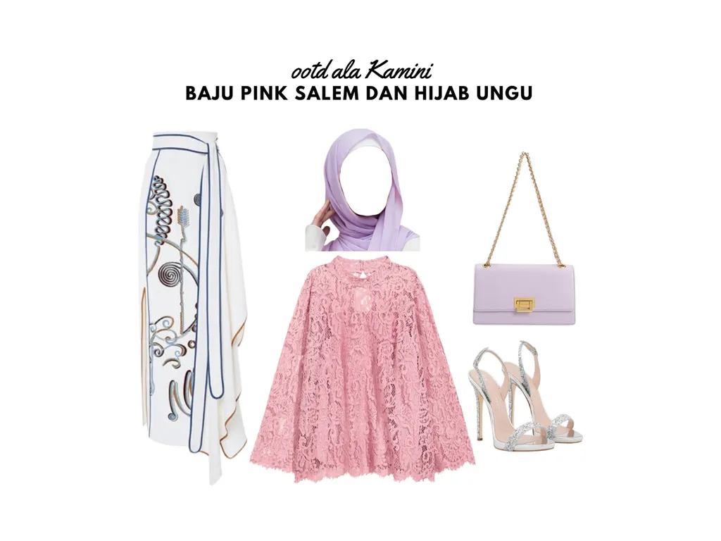 Baju Pink Salem dan Hijab Ungu_