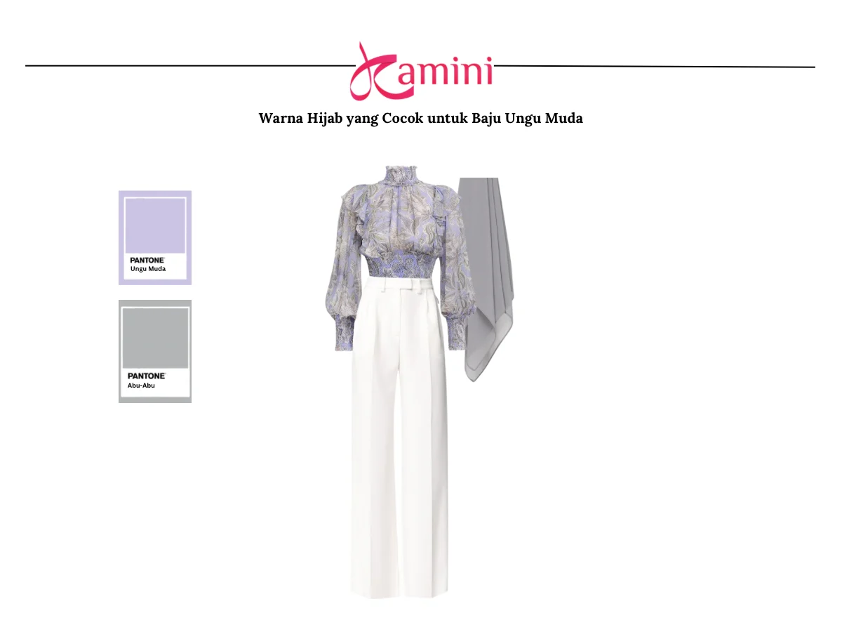 Baju Ungu Muda dan Hijab Abu Muda