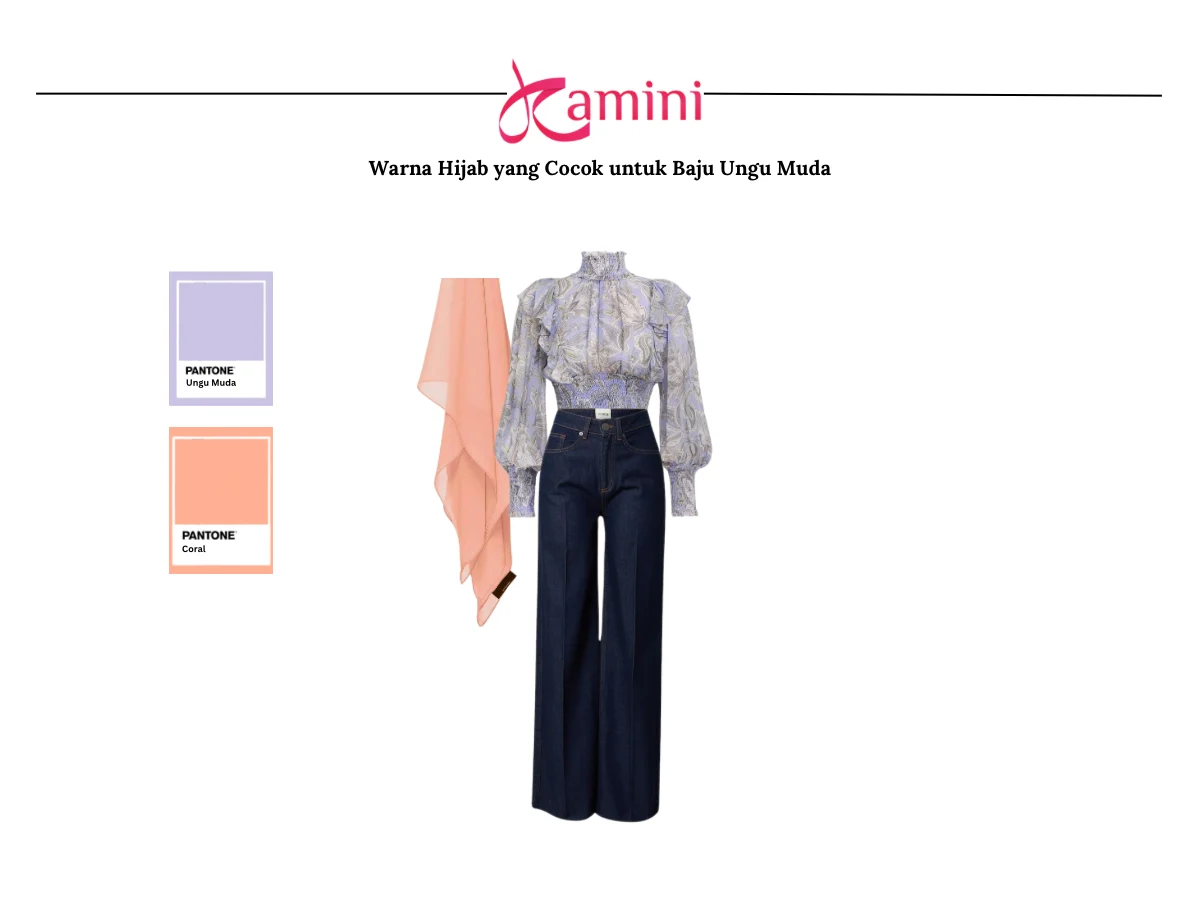 Baju Ungu Muda dan Hijab Coral